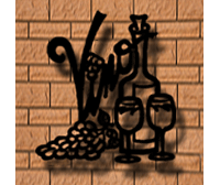Vino for two, small, metal wall art